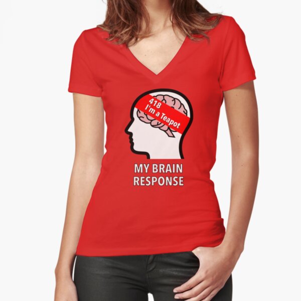 My Brain Response: 418 I am a Teapot Fitted V-Neck T-Shirt product image